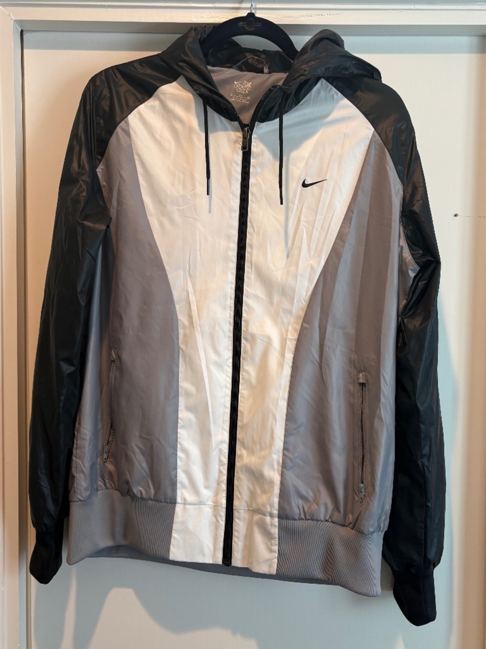 Nike The Athletic Dept Full Zip Hooded Windbreaker Jacket Men’s XL Grey White